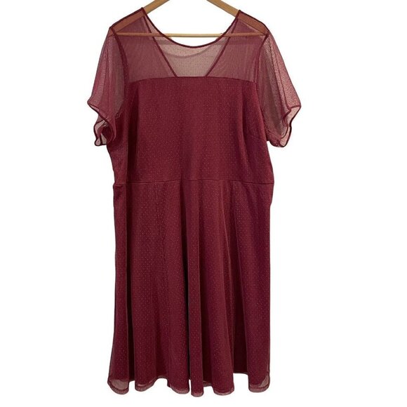 Penningtons 3X Knee Length Dress In Every Story Mauve Fit & Flare Sheer Overlay - Picture 1 of 12